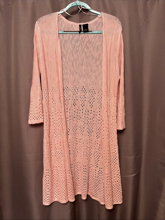 new directions Sweaters - New Directions Open Knit Cardigan in Soft Pink